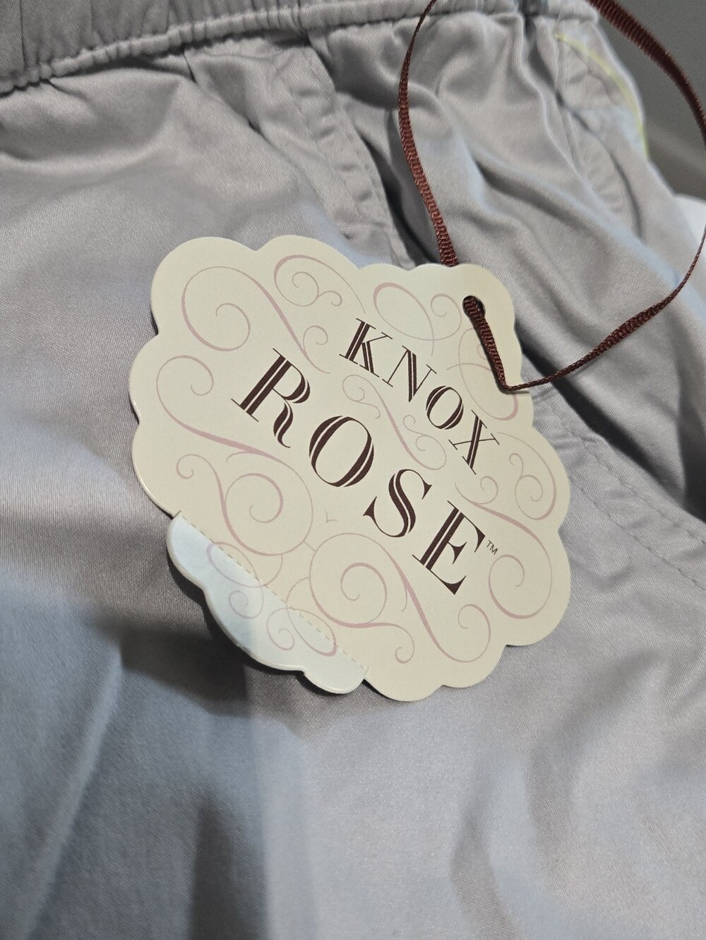 Knox Rose Light Gray Elastic Waist Jogger Pants Boho Cottagecore Baggy Lightweig - Picture 8 of 11